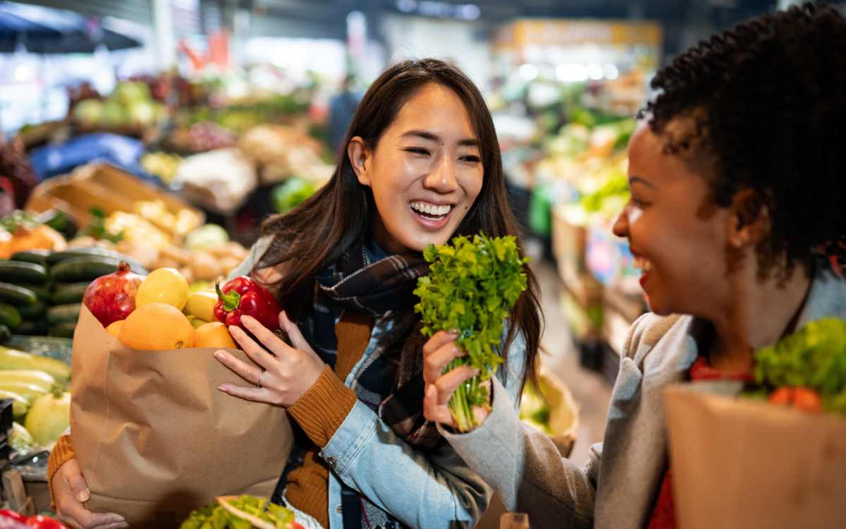 Residents enjoying their shopping at a grocery store near Devonwood Apartments in Fayetteville, North Carolina