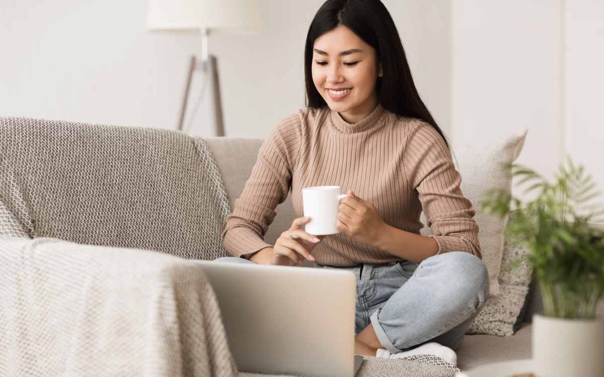 Resident working from home at Yale Street Commons in Bridgeport, Connecticut