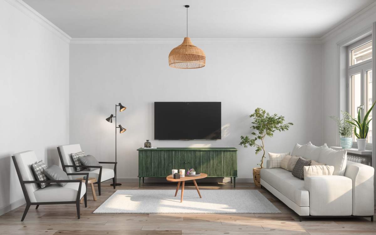 Spacious living room at Astraea at Loretto Heights in Denver, Colorado