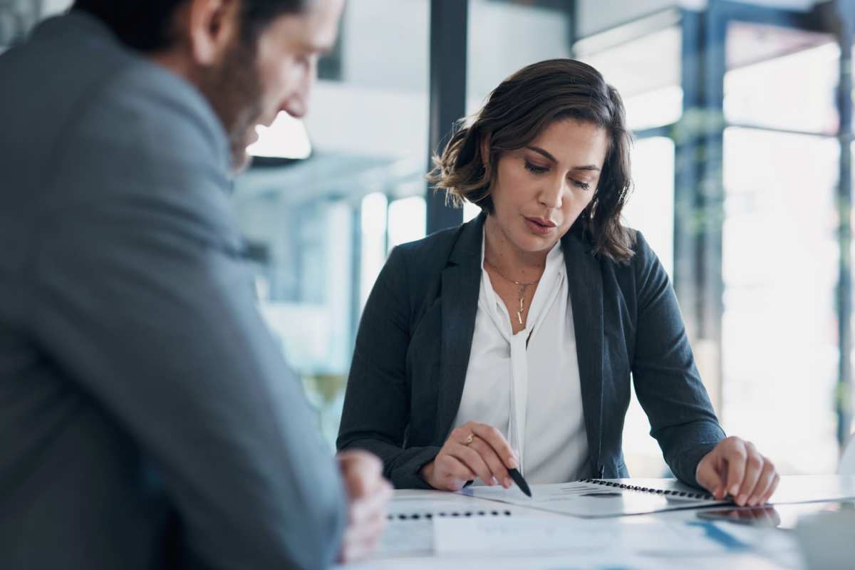 Resident having conversation with the offical at Pilot House in Newport News, Virginia