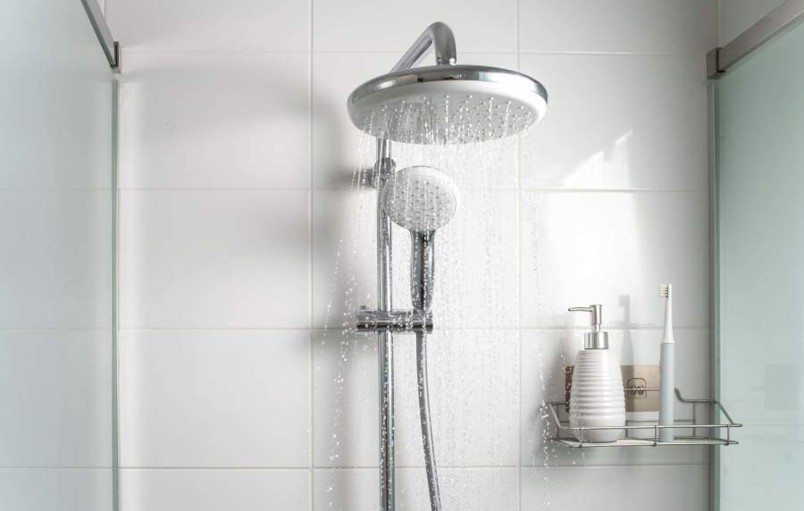 Bathroom with shower area at Greer Mill Residences in Greer, South Carolina