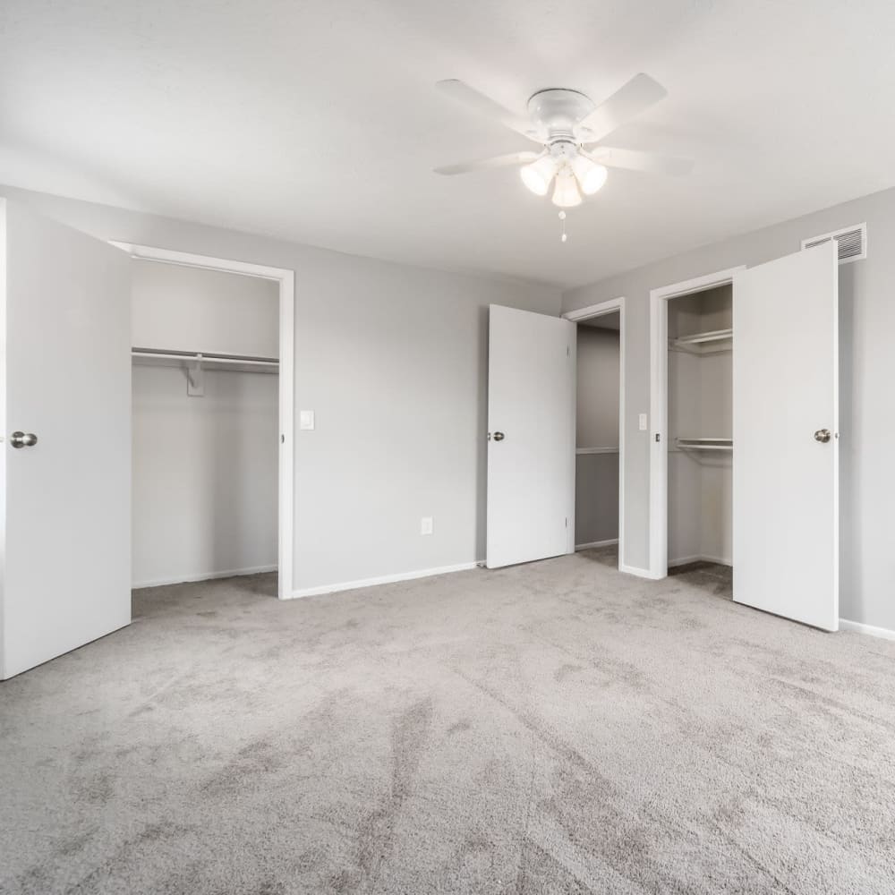 Bedroom with large closets at Hidden Acres East in Columbus, Ohio