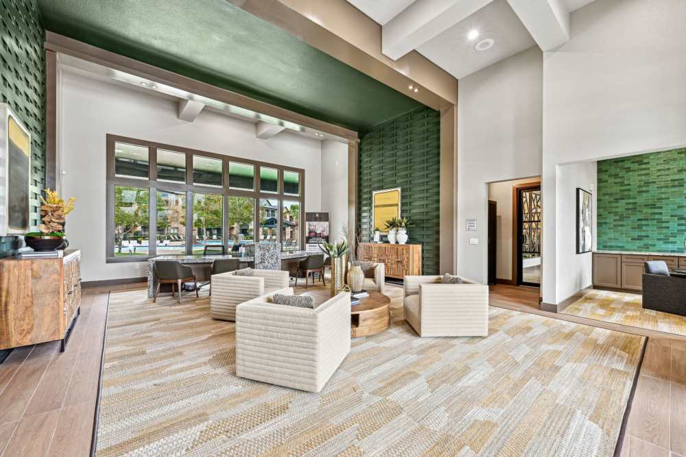 Clubhouse with multiple seating at Barron Park in Pearland, Texas