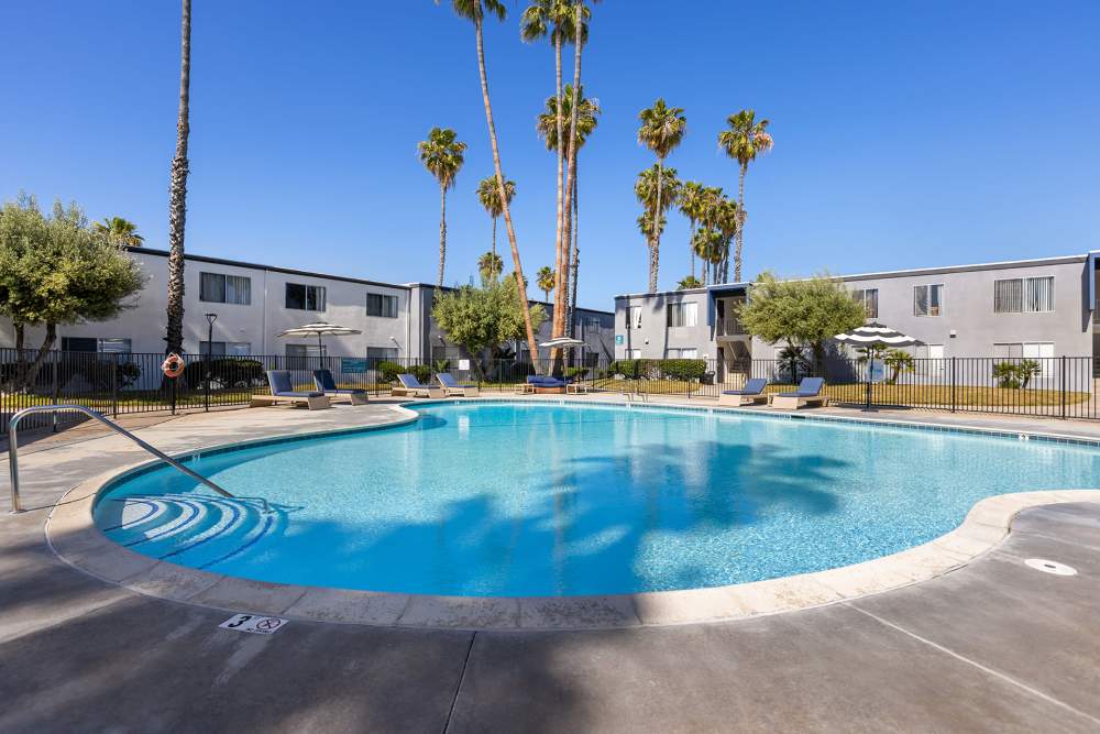 Swimming pool area at Palms in San Diego, California