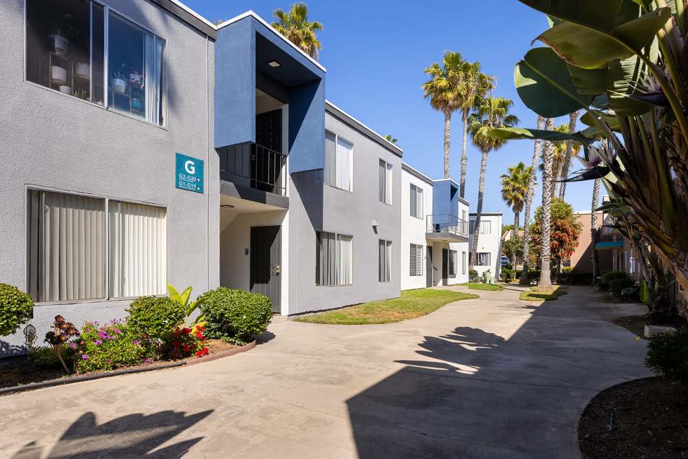 Walkway view at Palms in San Diego, California