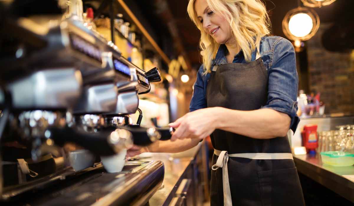 Barista making coffee drinks near The Addie in Savannah, Georgia