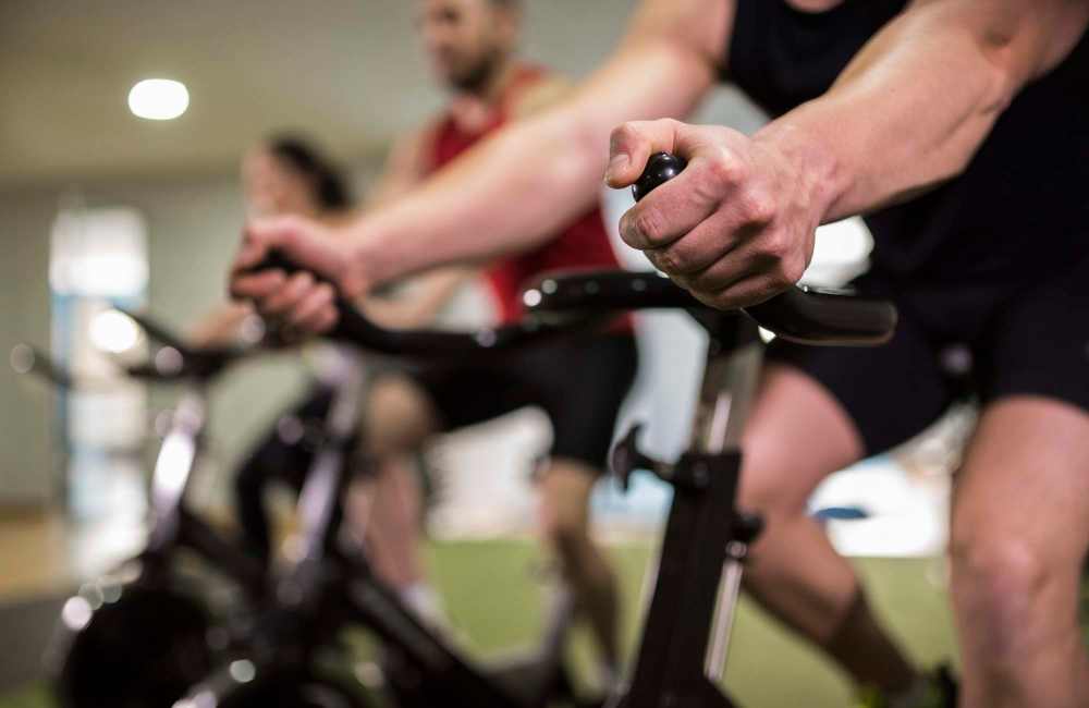 Residents exercising in fitness center at Winchester Run in Oklahoma City, Oklahoma