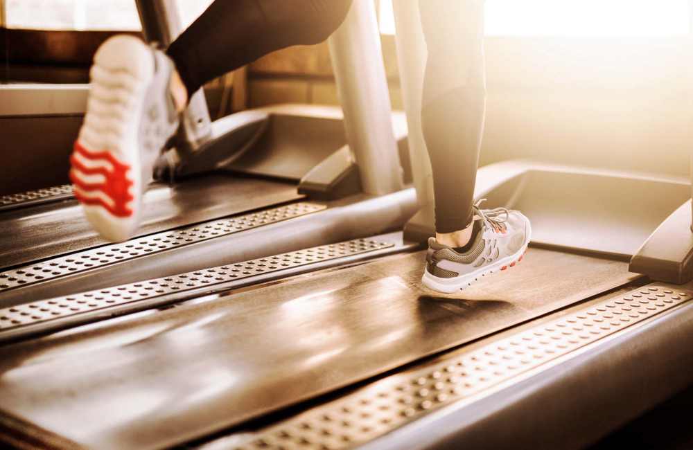 A resident in fitness center at Winchester Run in Oklahoma City, Oklahoma