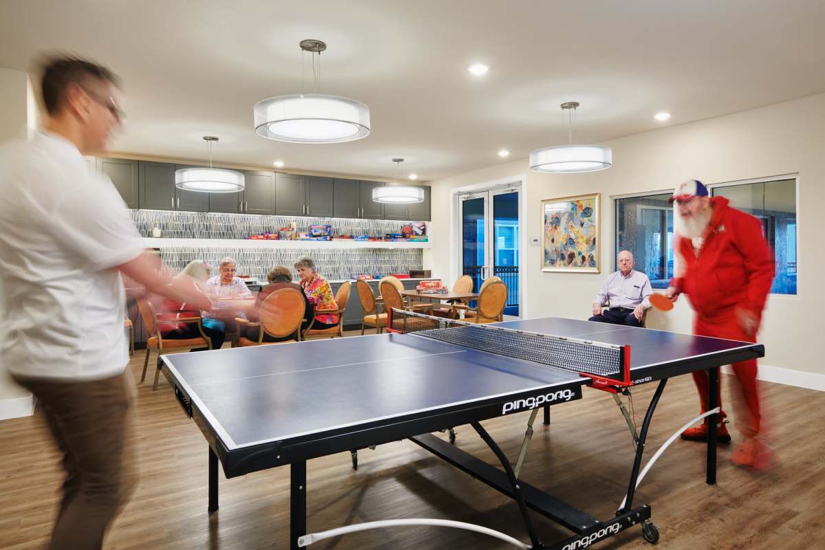 Game room at Watermere at the Preserve in North Richland Hills, Texas