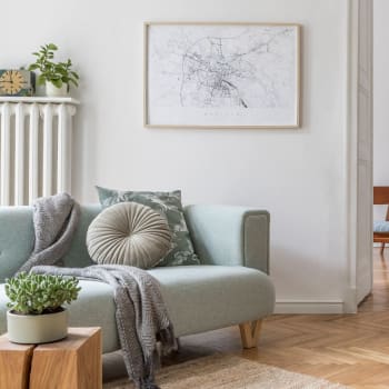 Comfortable living room at Adobe Lake Apartments in Concord, California