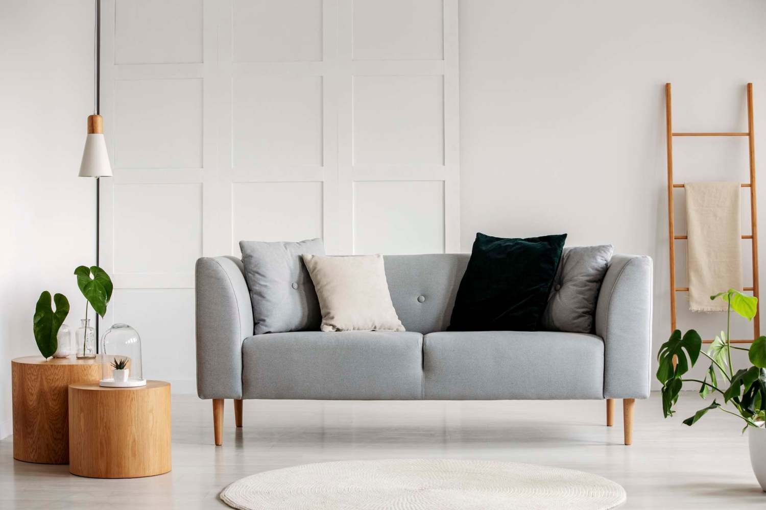 Modern living room at Perry Acres Apartments in New Haven, Michigan