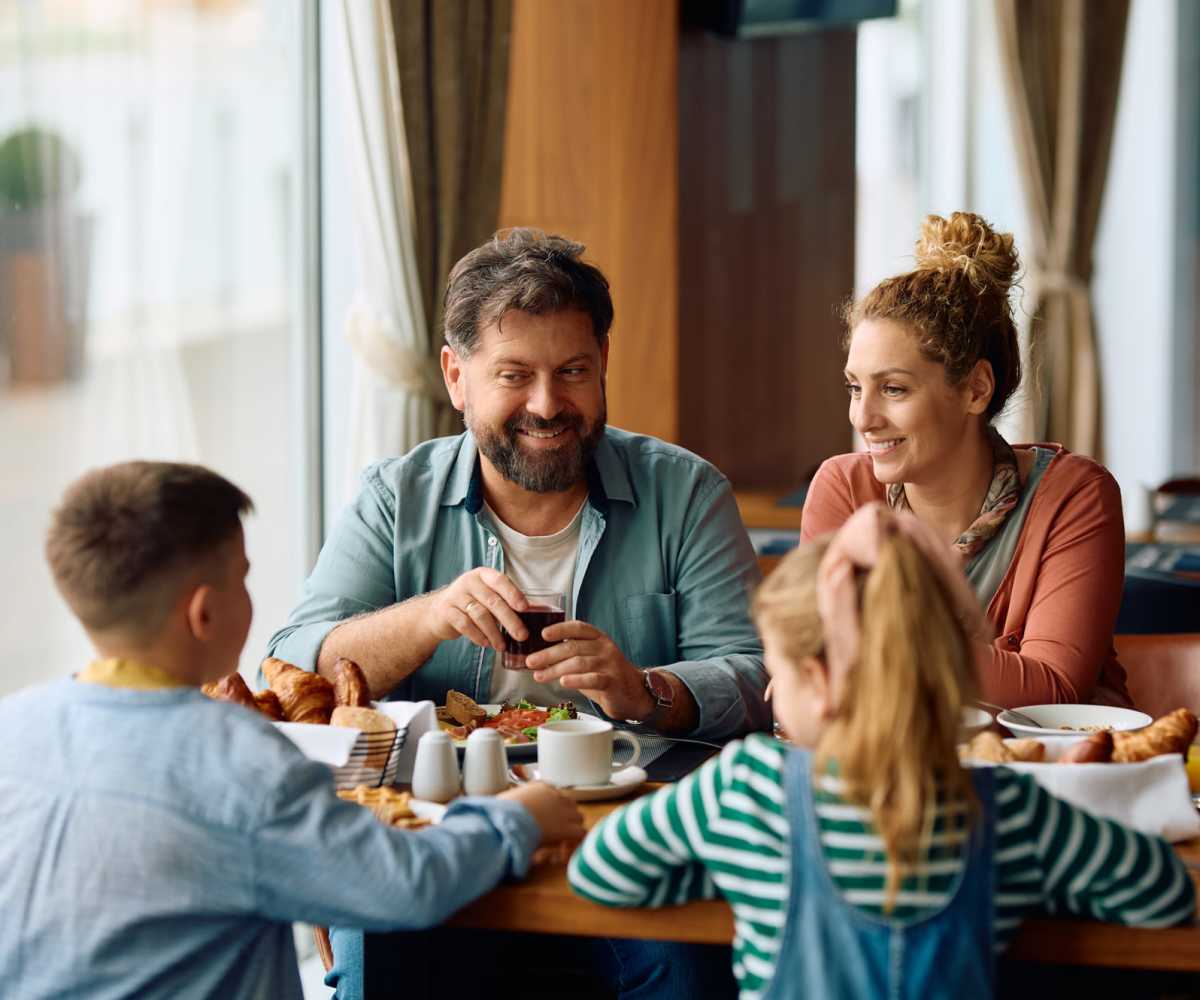 Residents enjoying the lunch at a restaurant near Cherry Tree Apartments in Rosedale, Maryland 