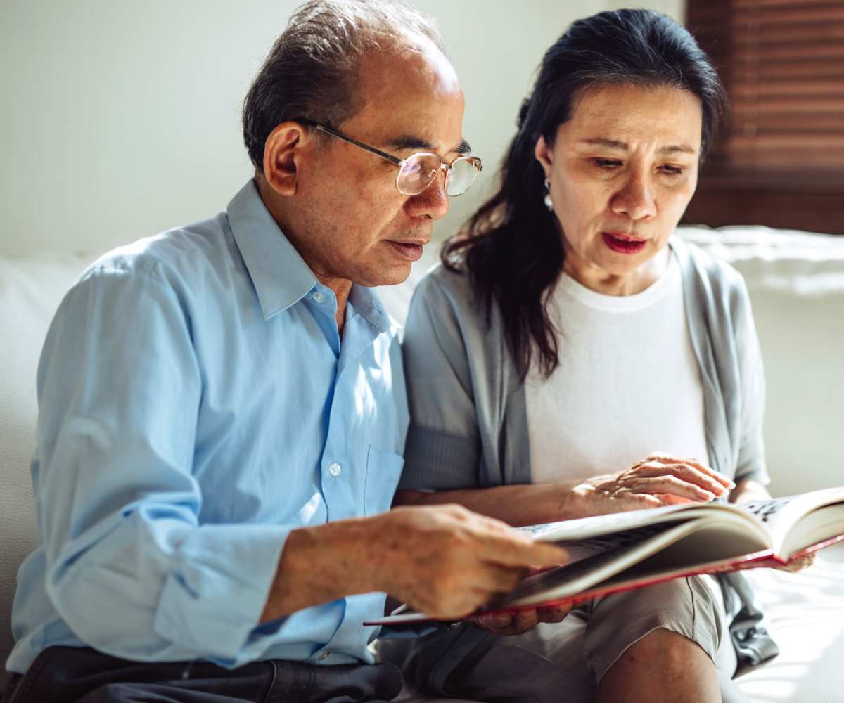 Senior couple reading instructions at St. Michael in New Orleans, Louisiana