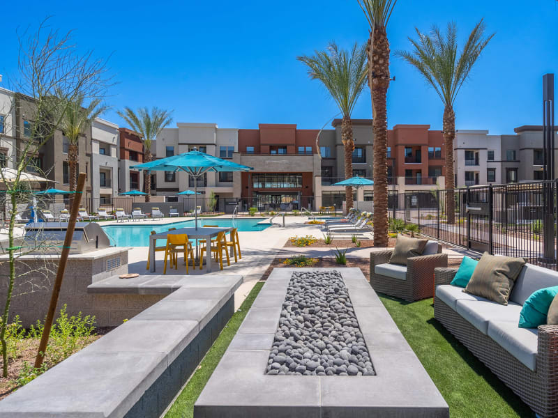 Beautiful resort style pool at District at Civic Square in Goodyear, Arizona