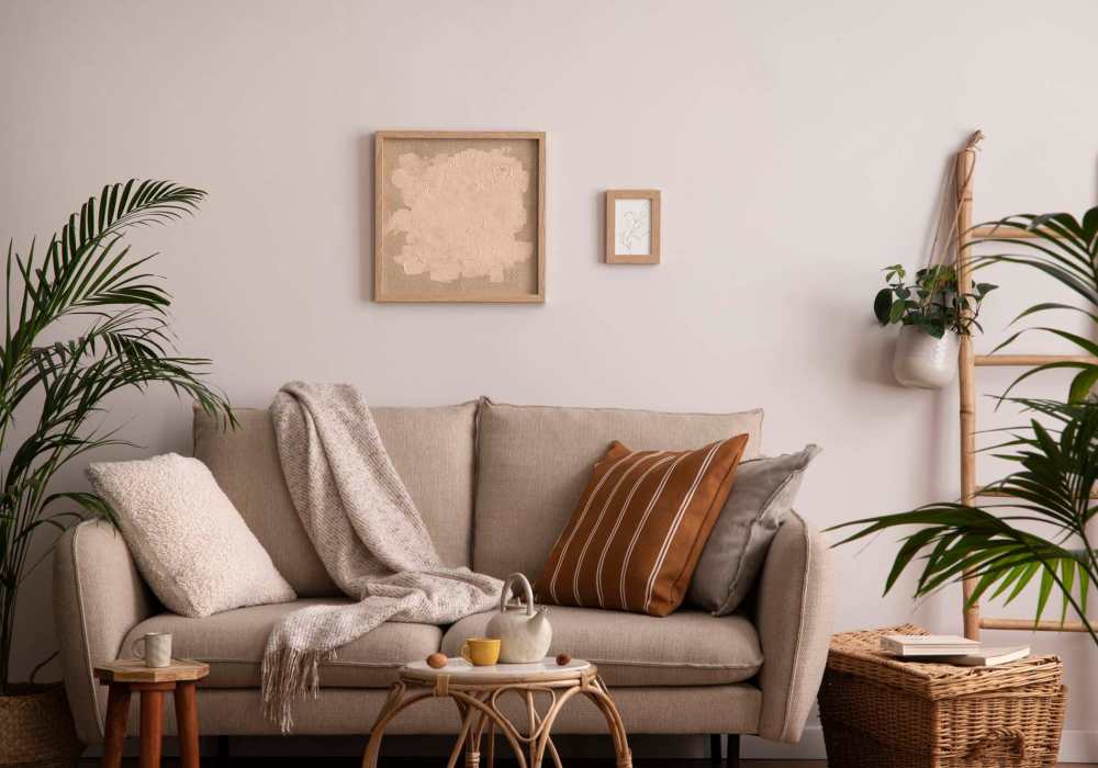 Modern living room at Earle Residences in Chicago, Illinois
