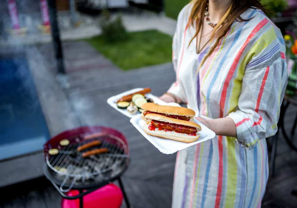Resident serving food near Main Street Apartments in Bensenville, Illinois