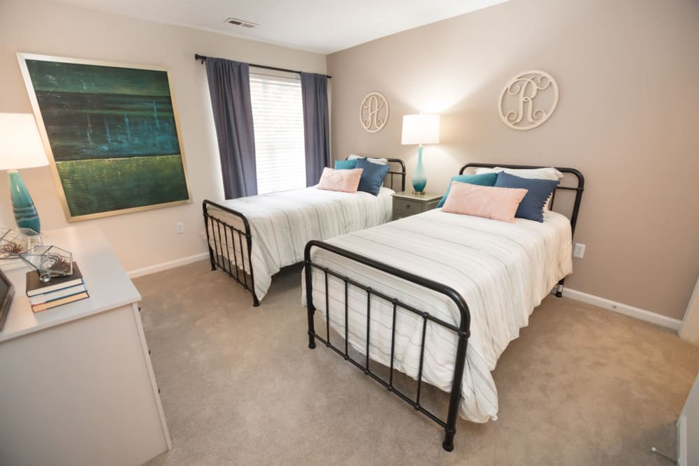 Model bedroom at Palmetto Place in Fort Mill, South Carolina