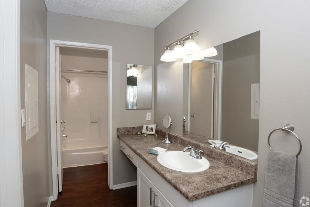 Model bathroom at Olive Ridge in Pomona, California