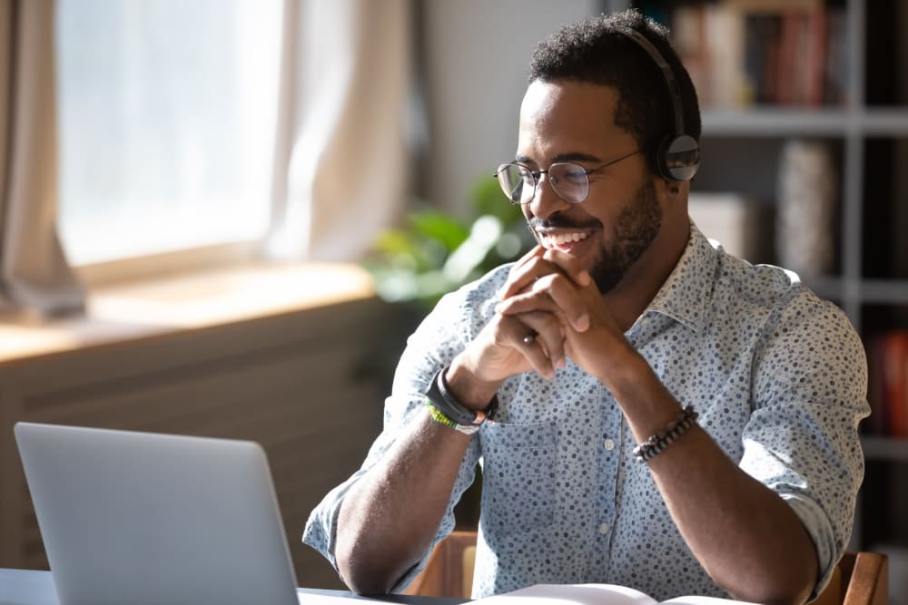 Resident working from home at Celsius Apartment Homes in Charlotte, North Carolina