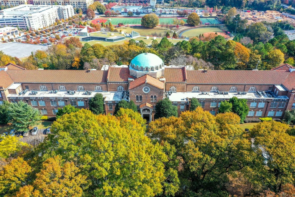 Aerial view of the neighborhood at Roosevelt Historic Lofts in Atlanta, Georgia