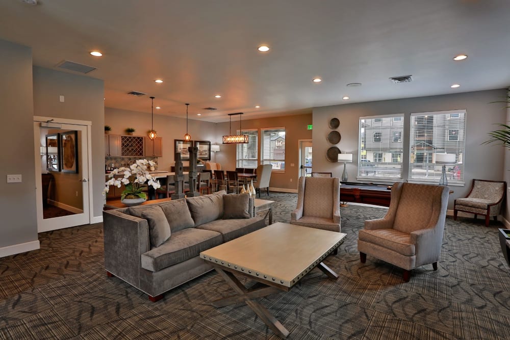 Elegant seating in community lounge for residents at The Fairway Apartments in Salem, Oregon