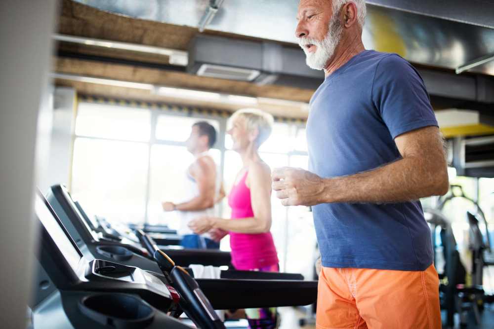 Residents in fitness center at Stetson Senior Apartments in Indianapolis, Indiana