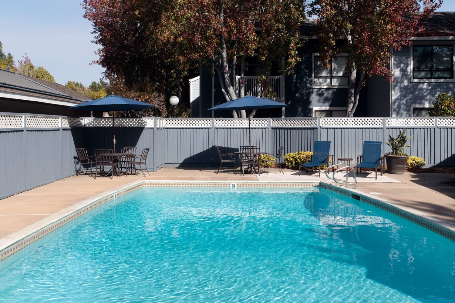 Crystal clear pool at Amber Court in Fremont, California
