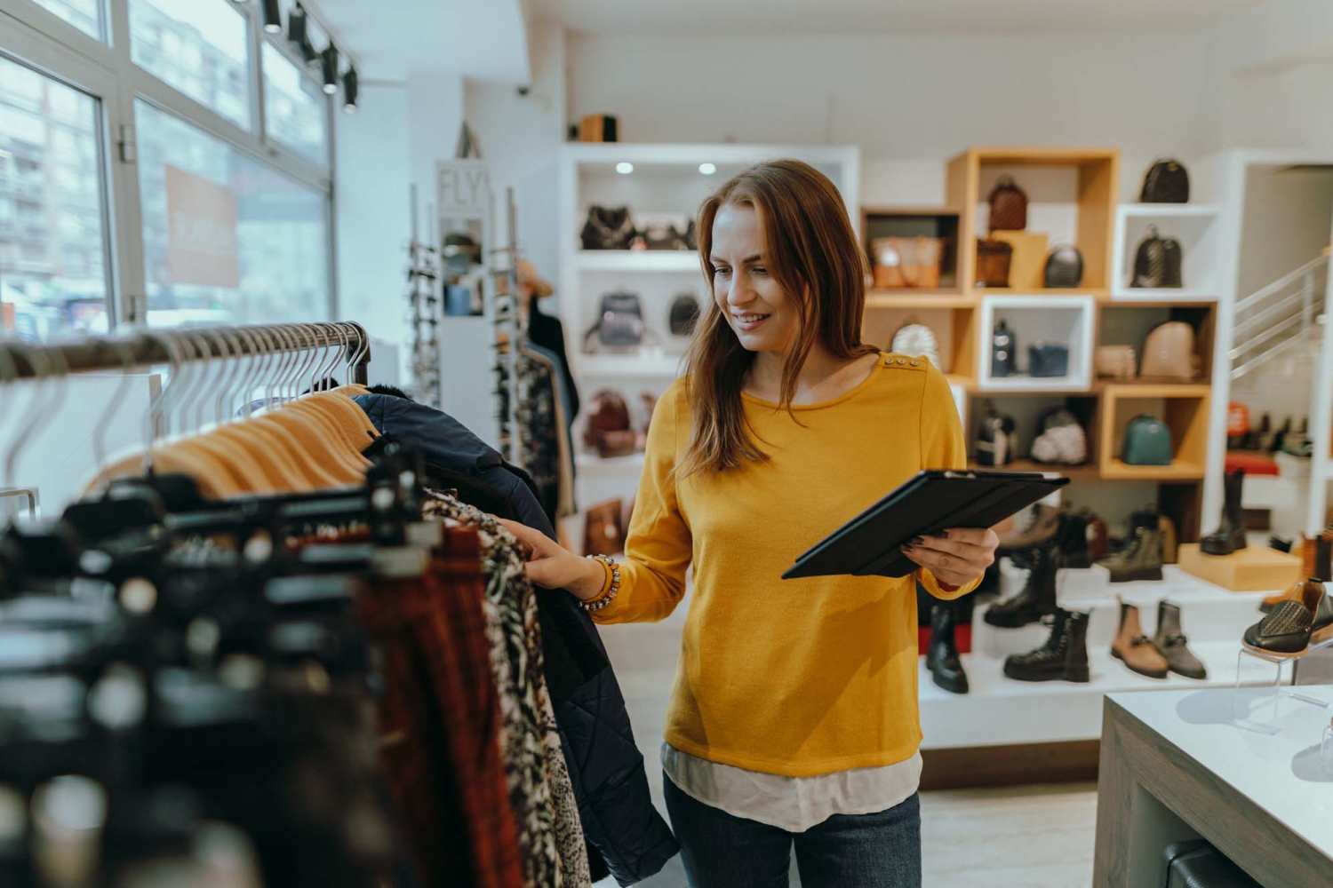 Woman shopping at Manistique Lakeview in Manistique, Michigan