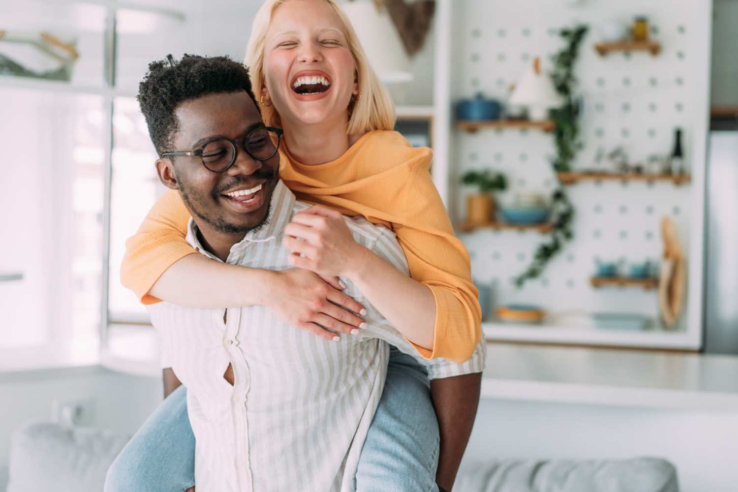 Happy couple inside their apartment home at Bridgeview Village in Charleston, South Carolina