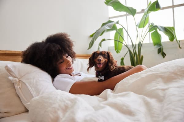 Resident and her pet at Southwood Apartments in Nashville, Tennessee