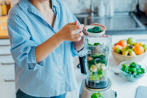 Resident makes a nutritious snack at The Residences at Monterra Commons in Cooper City, Florida