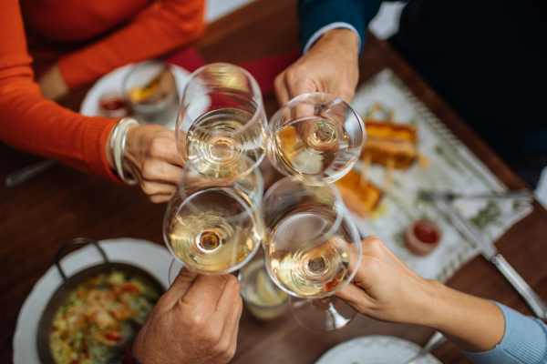 Residents drinking wine near Casa Aliento in Oxnard, California