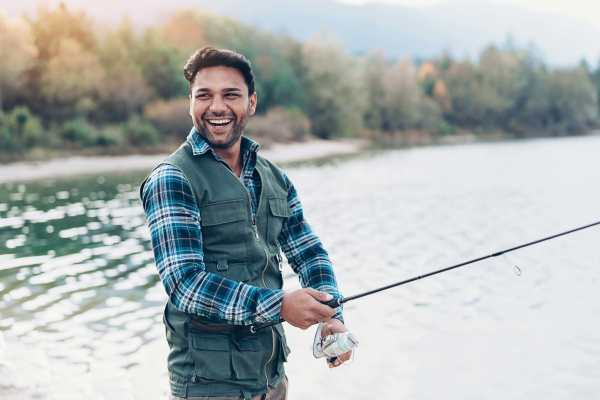 Resident fishing near Waters Edge in Sacramento, California