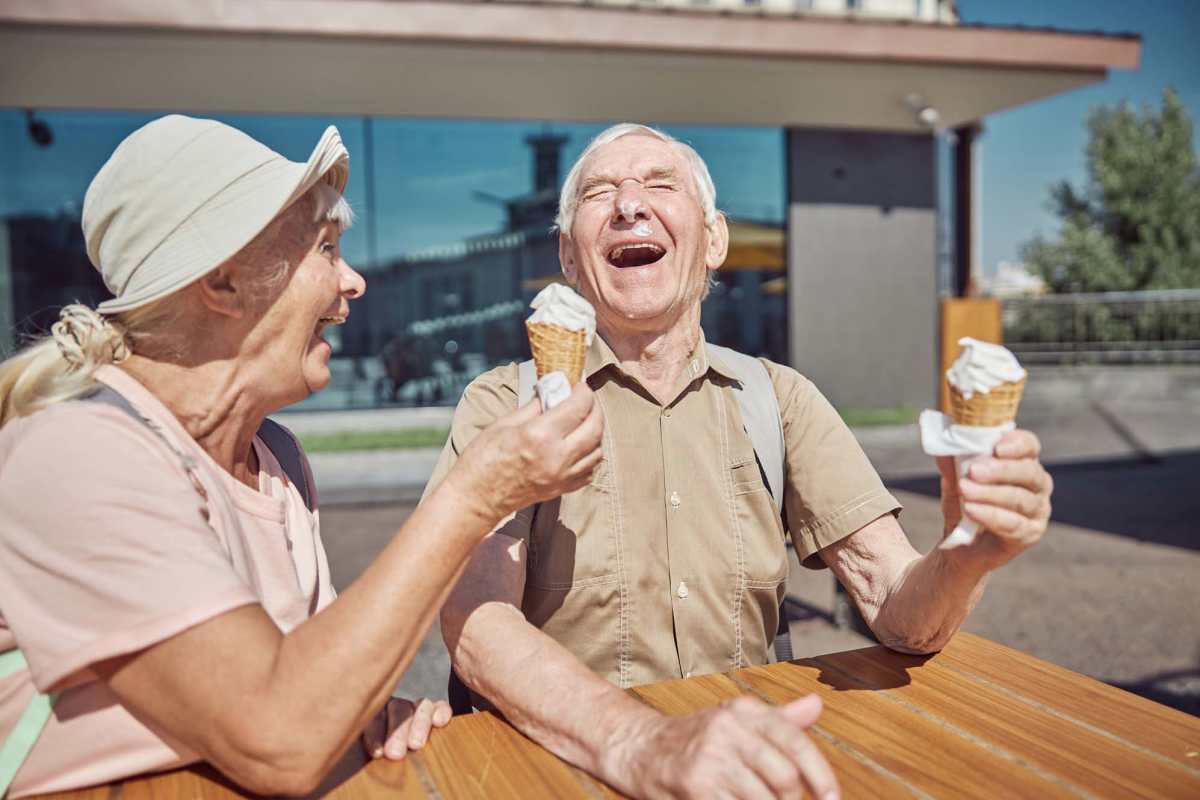 Residents enjoying ice cream at Watermere on Oak Street in Roanoke, Texas