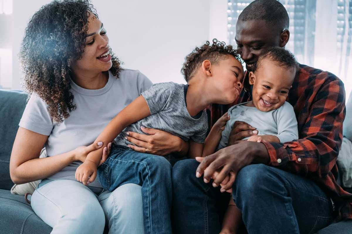 Family relaxing at home at Carson Landing in Center Point, Alabama