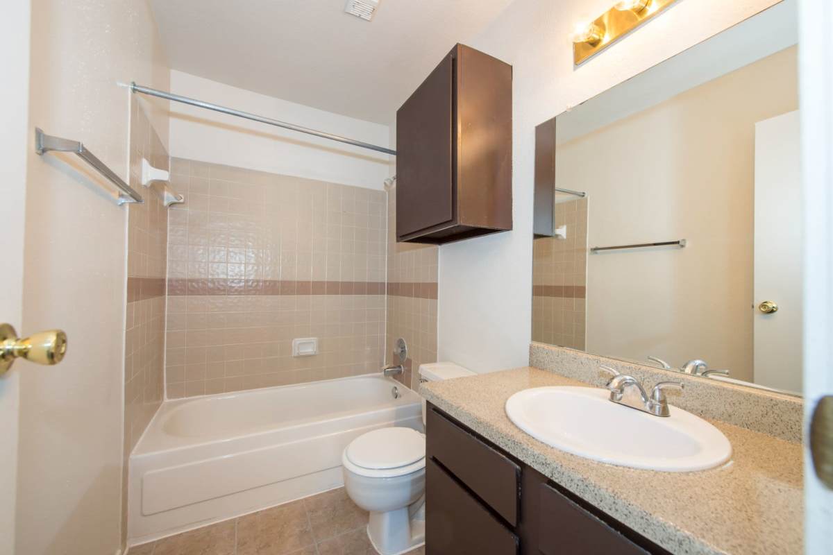 Model bathroom at Whispering Creek Villas, San Antonio, Texas