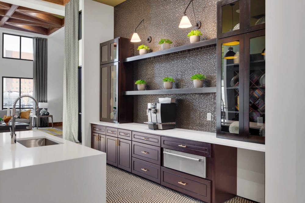 Stunning resident clubhouse kitchen at Olympus Highlands North in Albuquerque, New Mexico