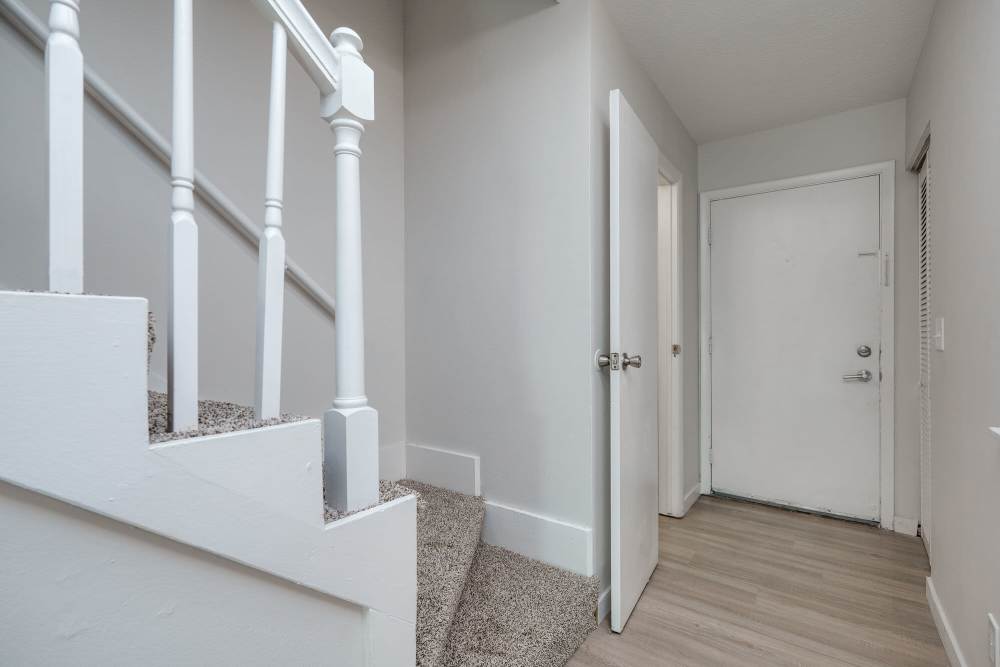 Staircases of an apartment at Maple Oaks in Middletown, Ohio