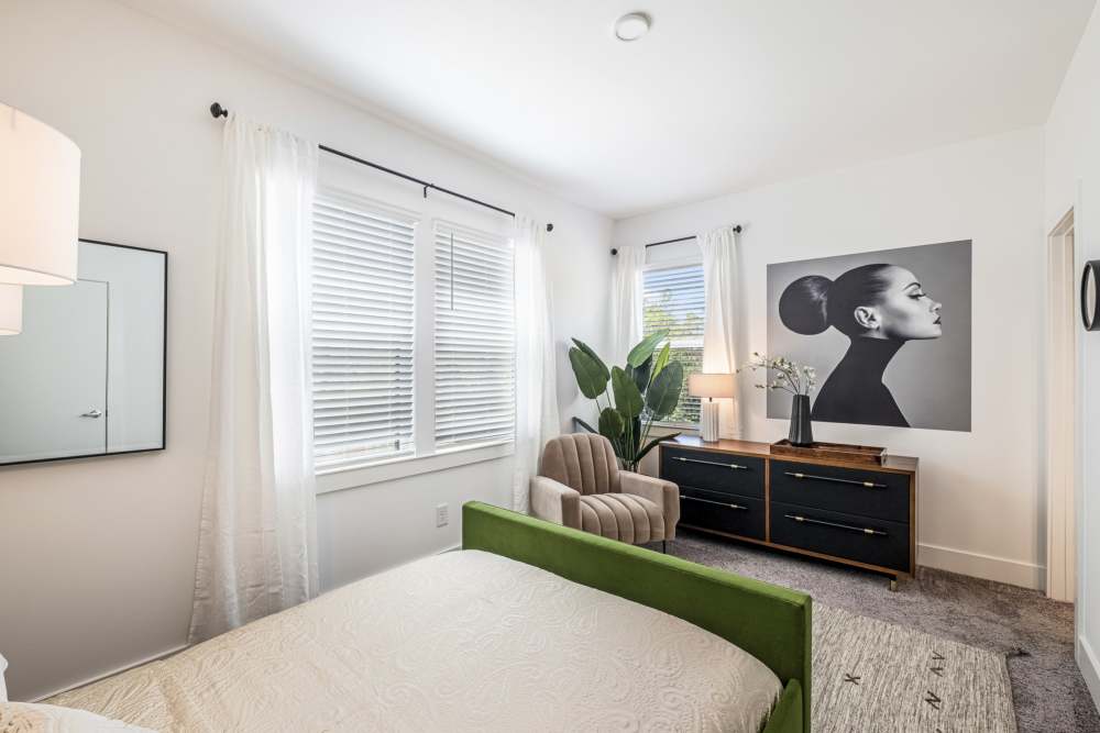 Bedroom in model home at Saylor at Southside Trail in Atlanta, Georgia