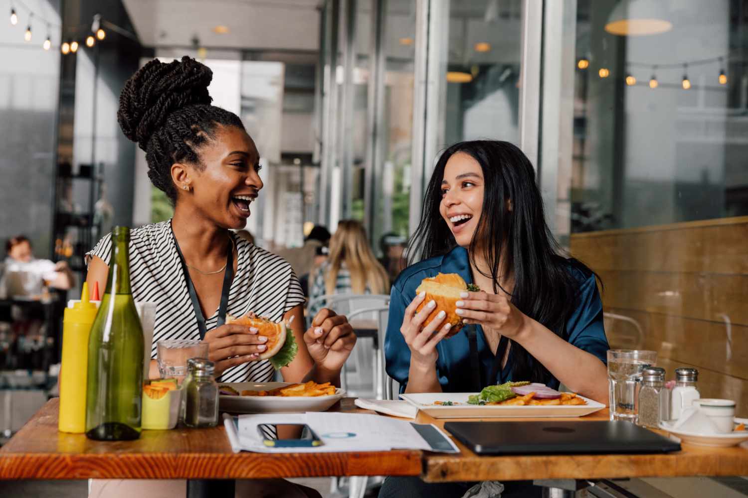 Residents having food in their favorite restaurnt near Rich Park Apartments in Raleigh, North Carolina