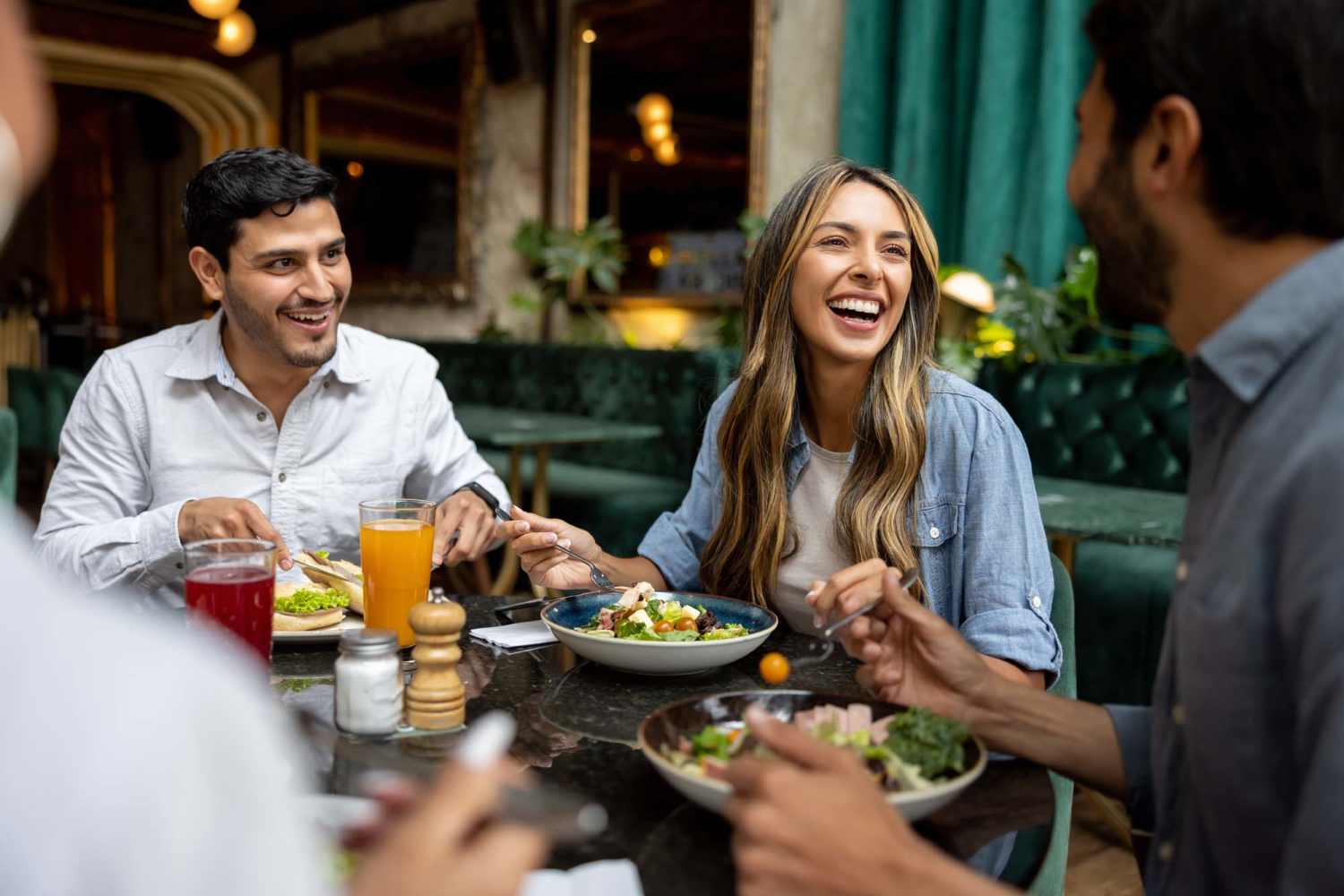 Residents having delicious food at a restaurant near Arcos in San Antonio, Texas