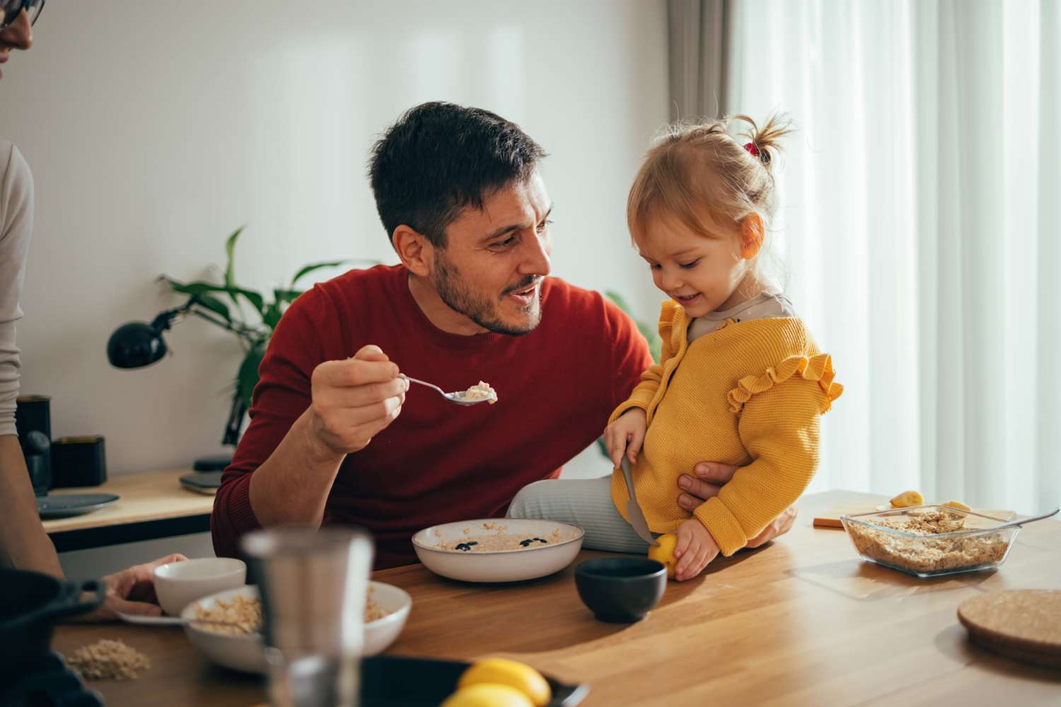 Cute father and daughter duo in their apartment at Flats On Wakefield in San Antonio, Texas