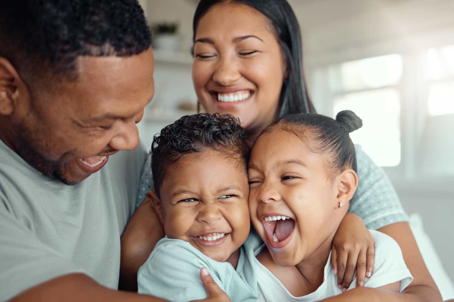 Happy family in their new apartment at English House in Brevard, North Carolina 