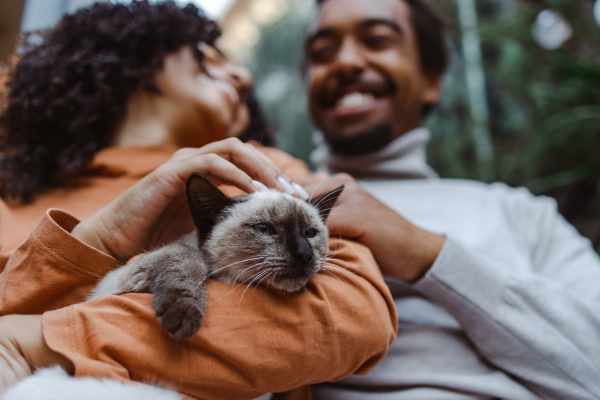 Couple holding the cat with so much love at Sunpointe in Phoenix, Arizona