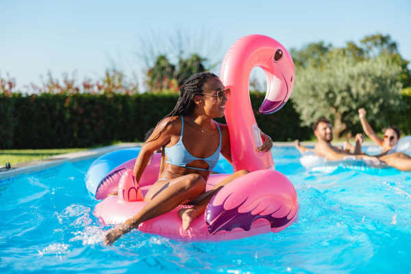 Resident in pool at Glenridge Gardens in Augusta, Maine