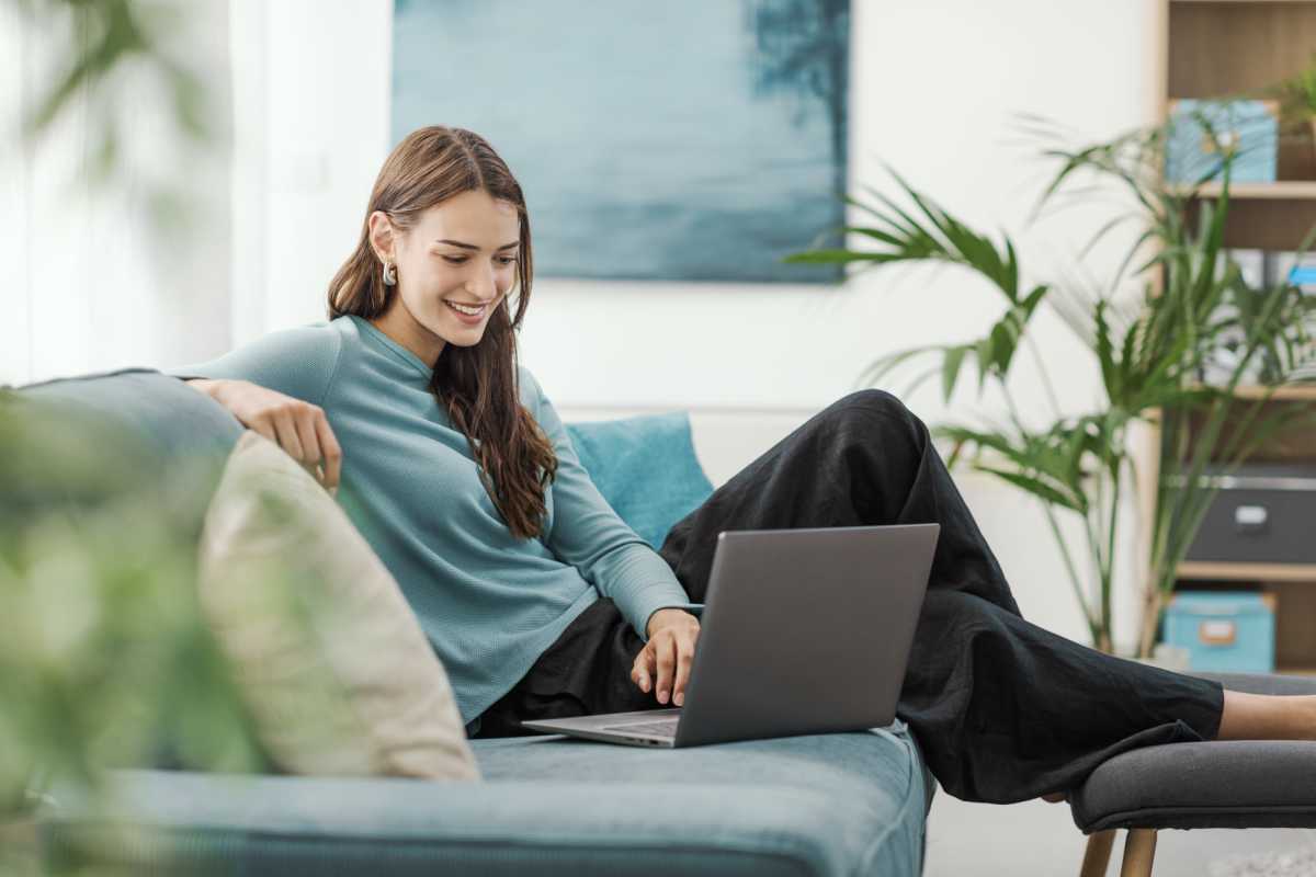  Resident on her laptop at Hardin Terrace in Jefferson, Georgia