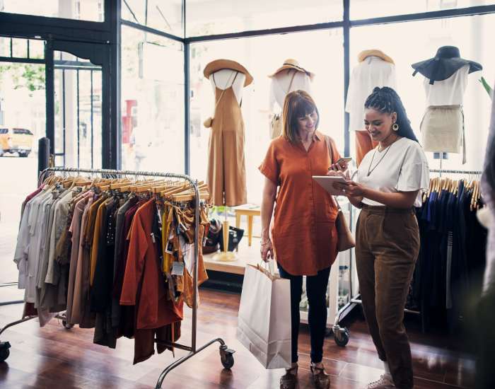 Woman shopping at a clothing boutique located in Tacoma, Washington