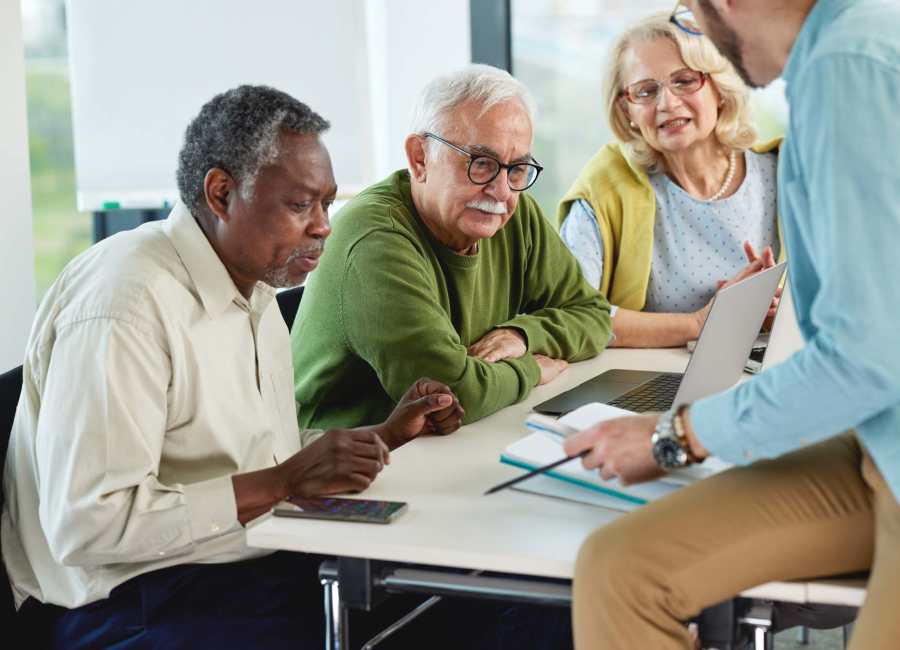 Residents on their computer at Hilltop Senior in Irvington, New Jersey