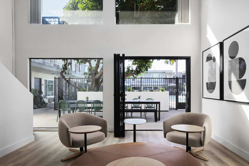 Community living room at Citrus Gardens in West Covina, California