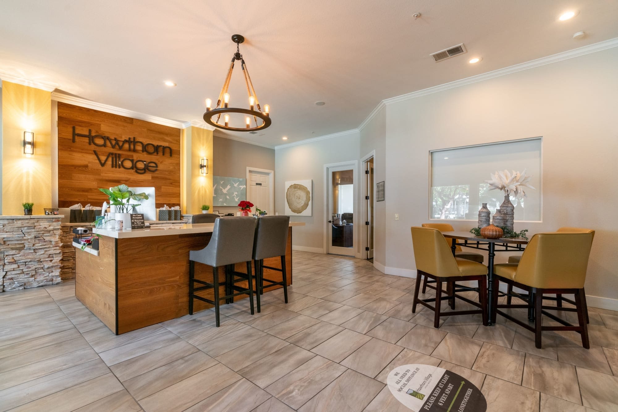 Clubhouse lounge area at Hawthorn Village Apartments in Napa, California